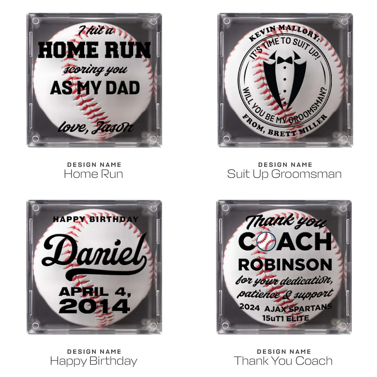 Personalized case for baseballs