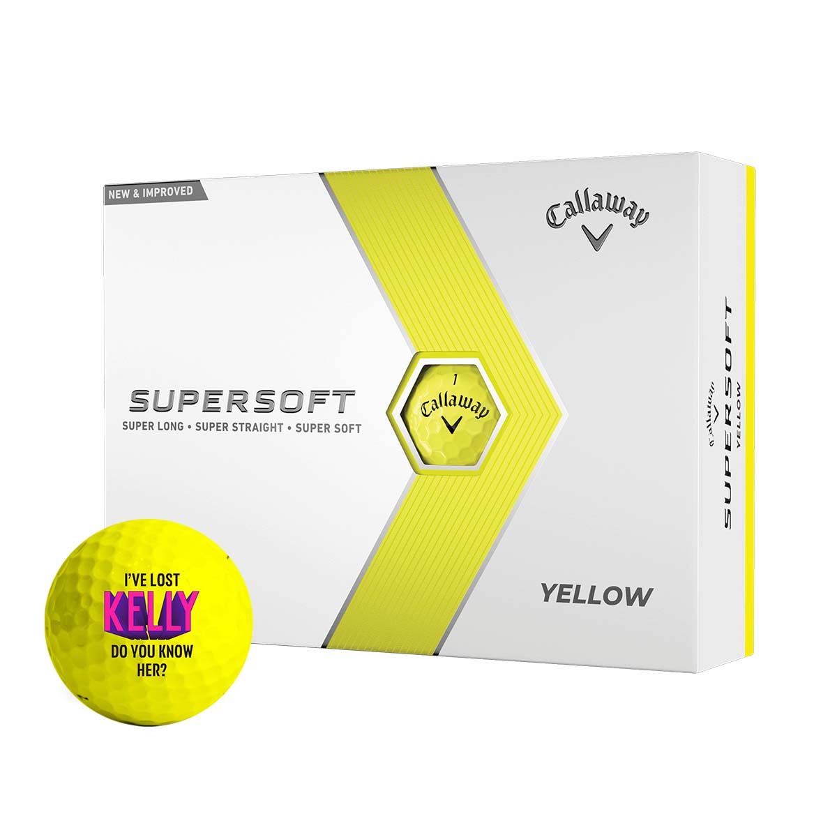 Personalized Golf Balls - Callaway Golf Supersoft Yellow Golf Balls