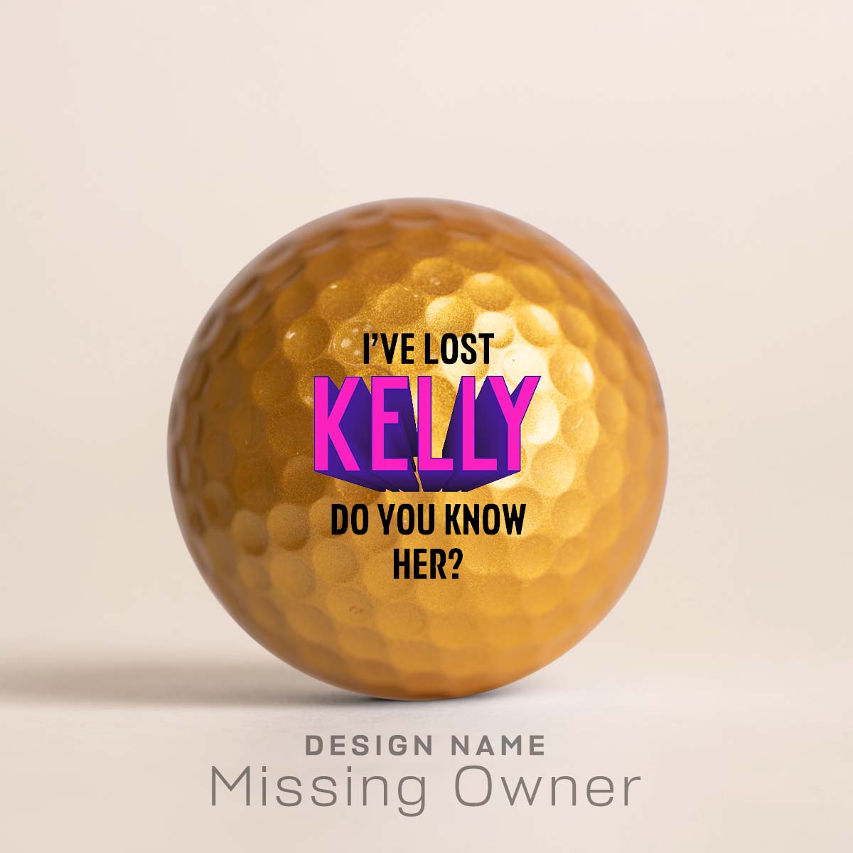 gold golf balls with text message