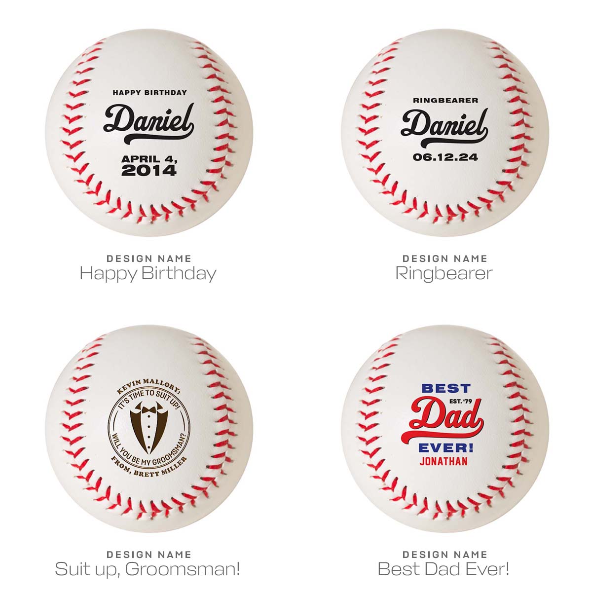 Personalized Baseballs - Custom Baseball Gifts - groomsmen, ring bearers