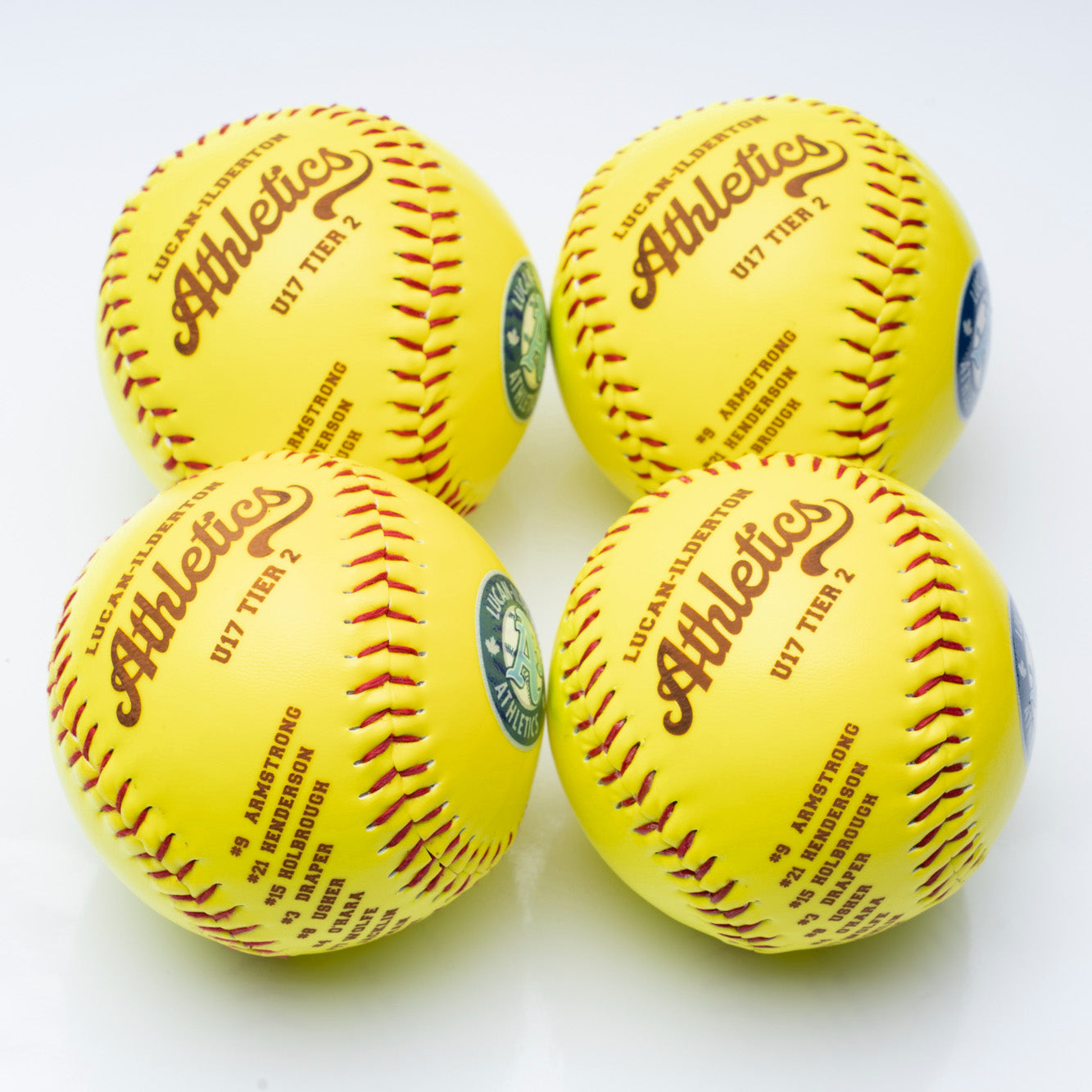 Custom softballs with roster on them