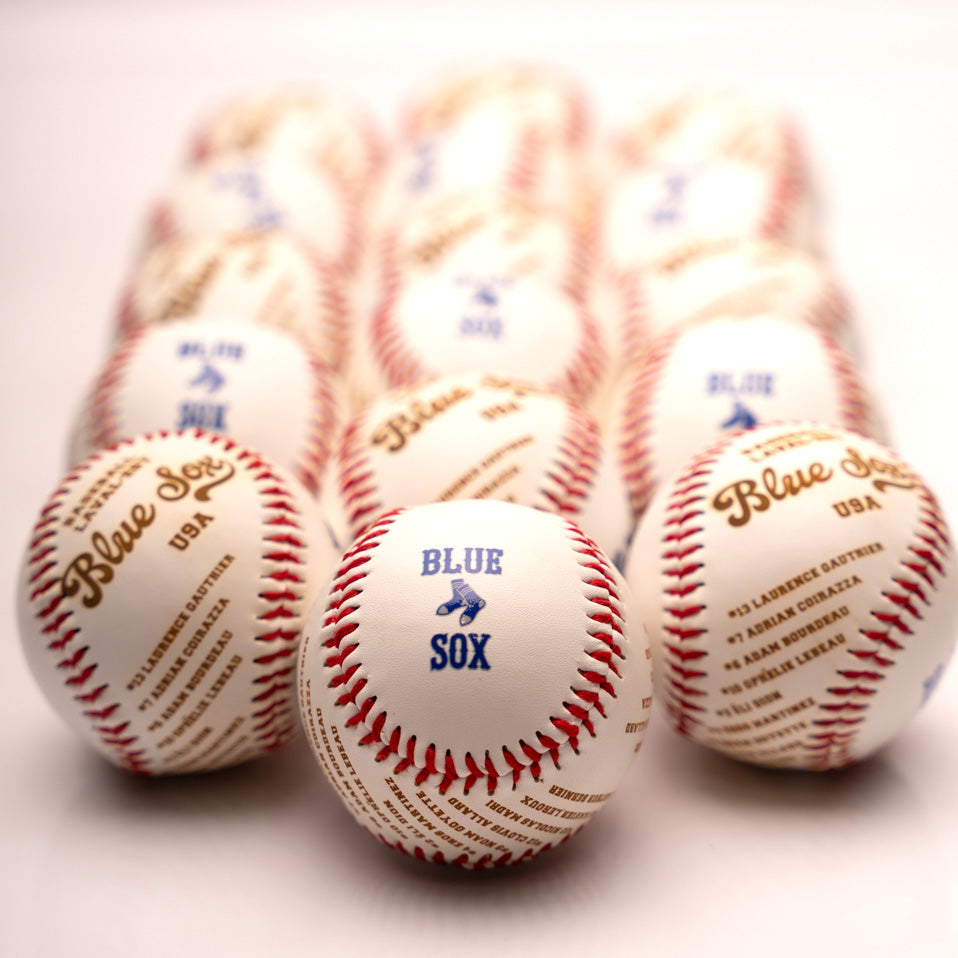Personalized baseballs with team logo and roster