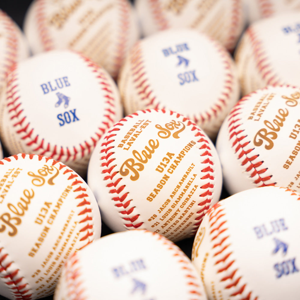 Personalized baseballs with team logo and roster