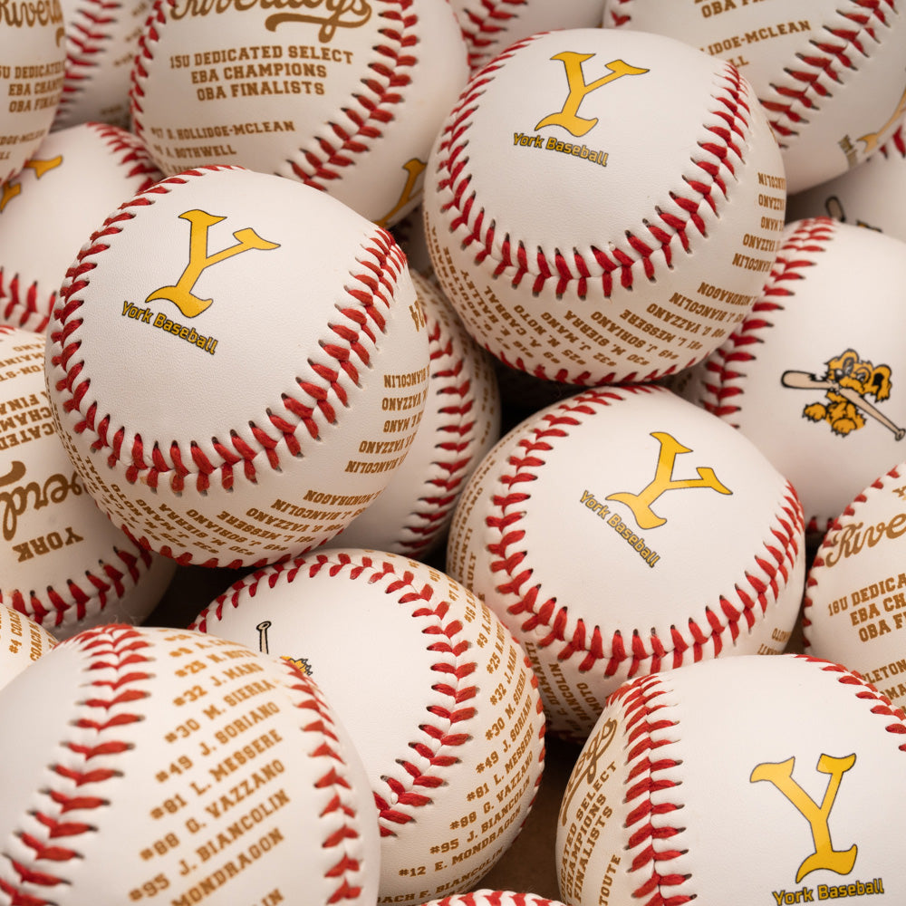 Personalized baseballs with team logo and roster