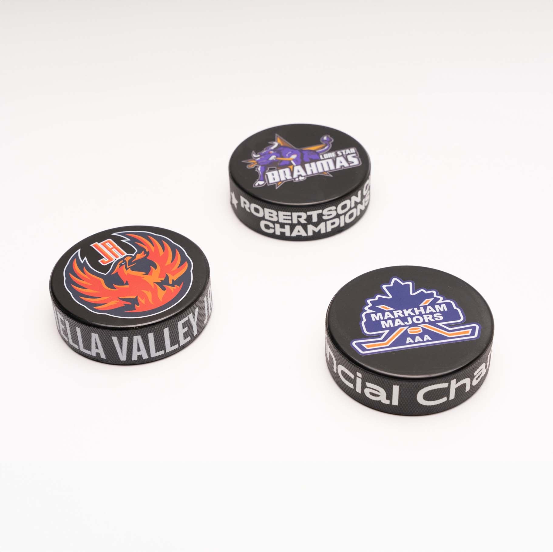 Custom hockey puck with logo and printed edge