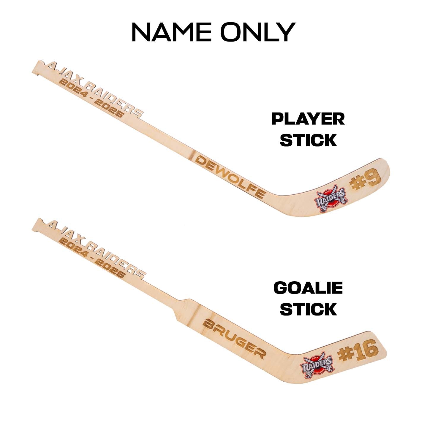 mini hockey sticks personalized