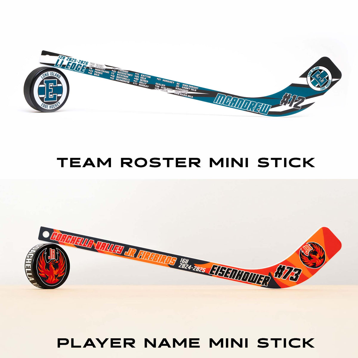 Custom Hockey Mini Sticks and Pucks Bundle | Team & Player Gifts